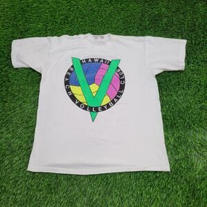 Vintage 90s Hawaii Beach Volleyball Shirt Large 21x24 Gray
